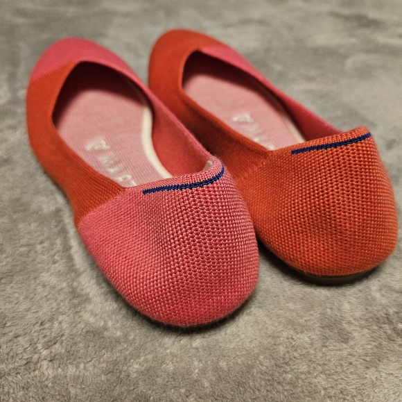 Rothy's x Marta Ferri Pink and Red Merino Wool Square Flat Flame Azalea Size 8.5 - Picture 6 of 16